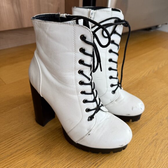 Lulus “Gigi” White Lace-Up Heeled Boots – Size 8 (sale ends TODAY) - Picture 1 of 5